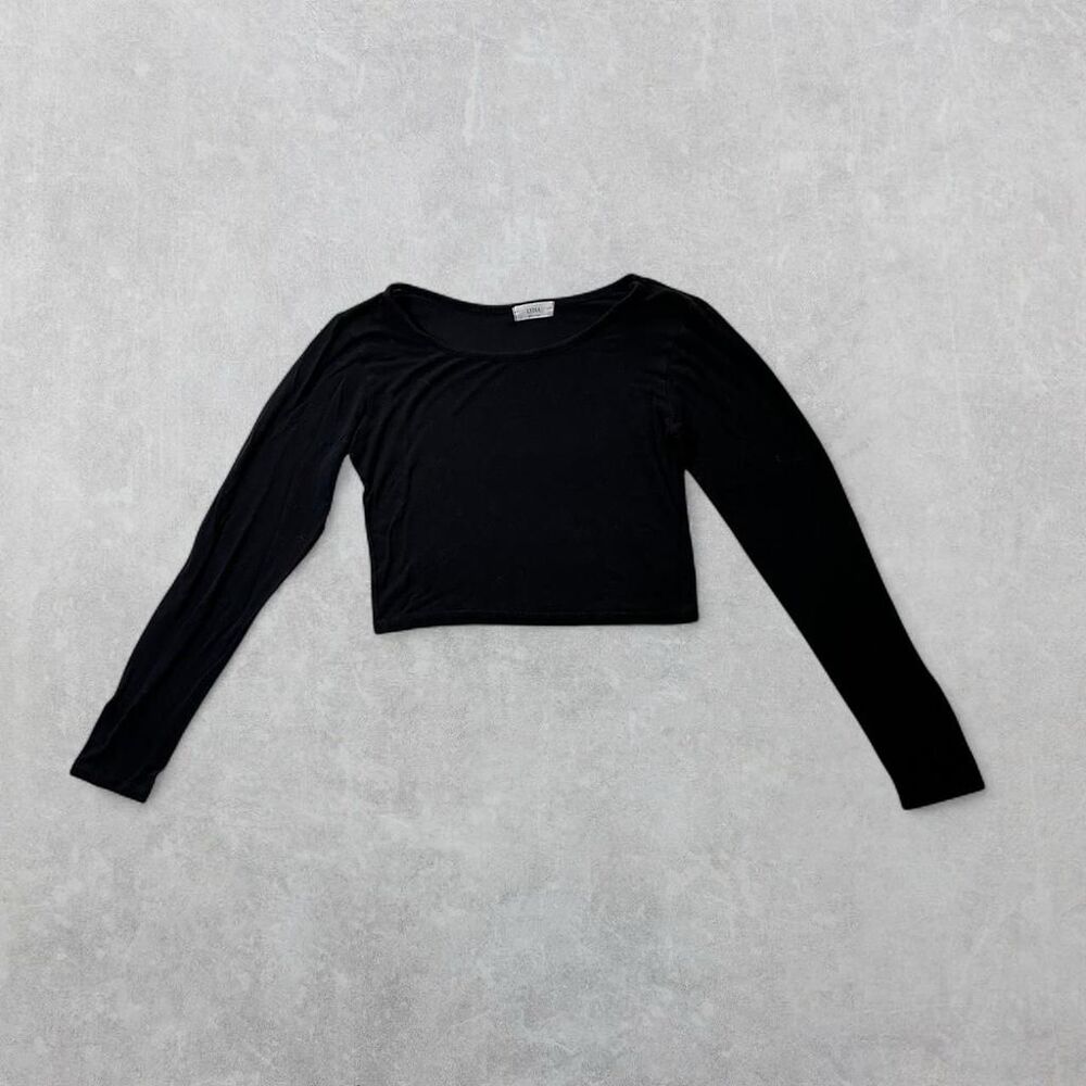 Lewkin Women's XS/S Black Cropped Long Sleeve Top